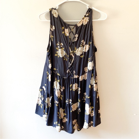 Torrid | 00X (M/L) | Slate Grey Floral Challis Babydoll Tunic Tank - Picture 5 of 8